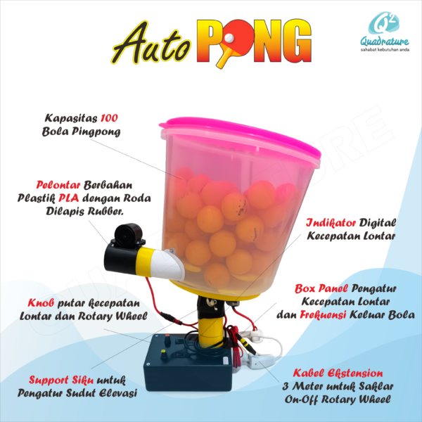 New Autopong 02 Autopong Robopong Robot Pingpong Alat Pengumpan Bola Tenis Meja