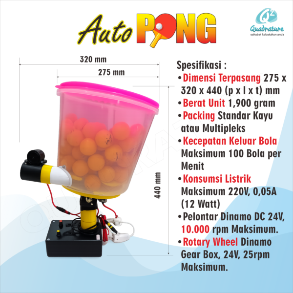 New Autopong 04 Autopong Robopong Robot Pingpong Alat Pengumpan Bola Tenis Meja