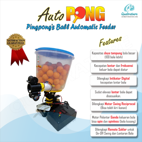 Swing Autopong Robopong Alat Mesin Pengumpan Bola Pingpong Tenis Meja Otomatis Quadrature
